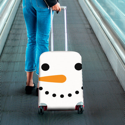 Snowman Face Print Luggage Cover