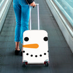 Snowman Face Print Luggage Cover