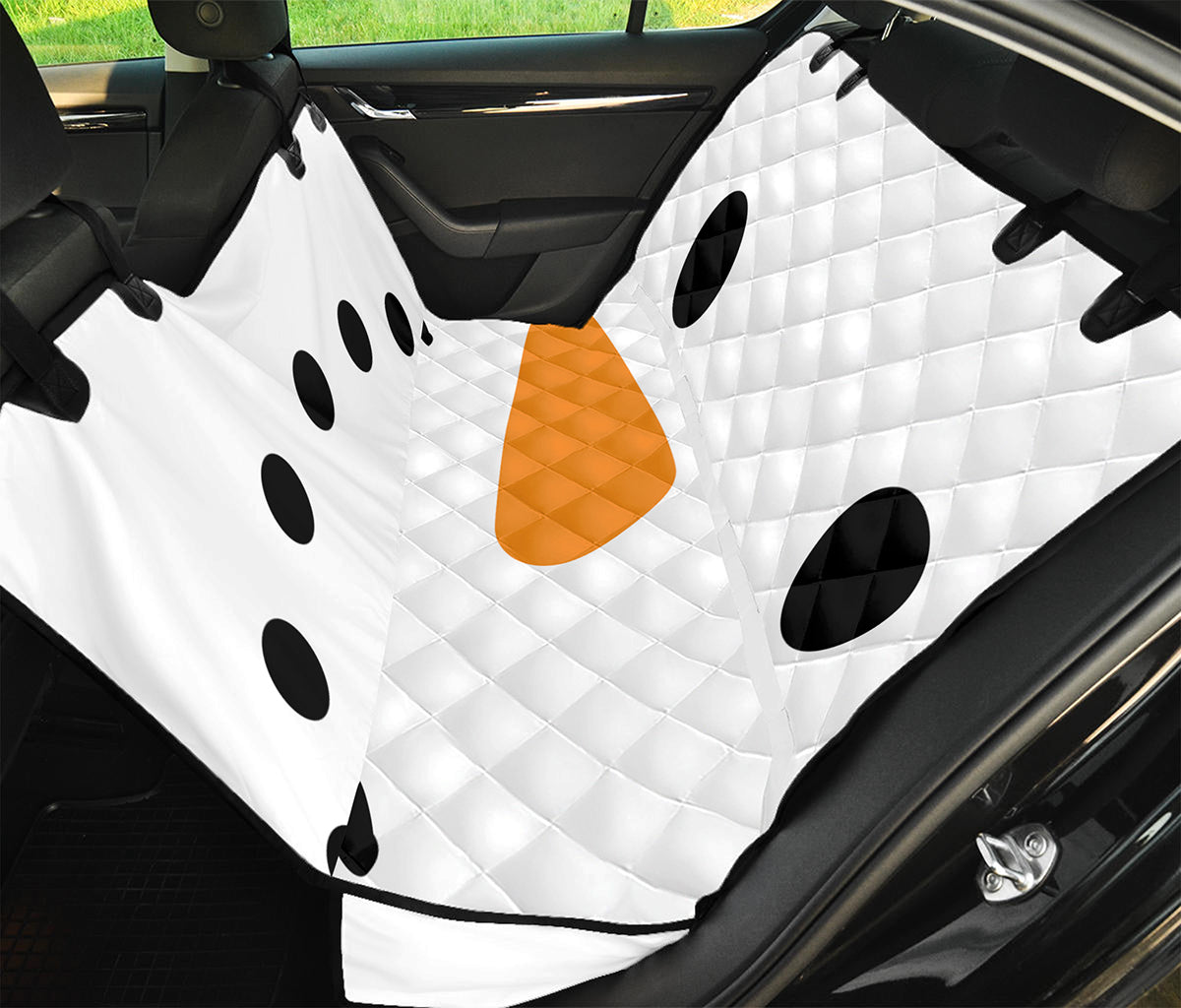 Snowman Face Print Pet Car Back Seat Cover