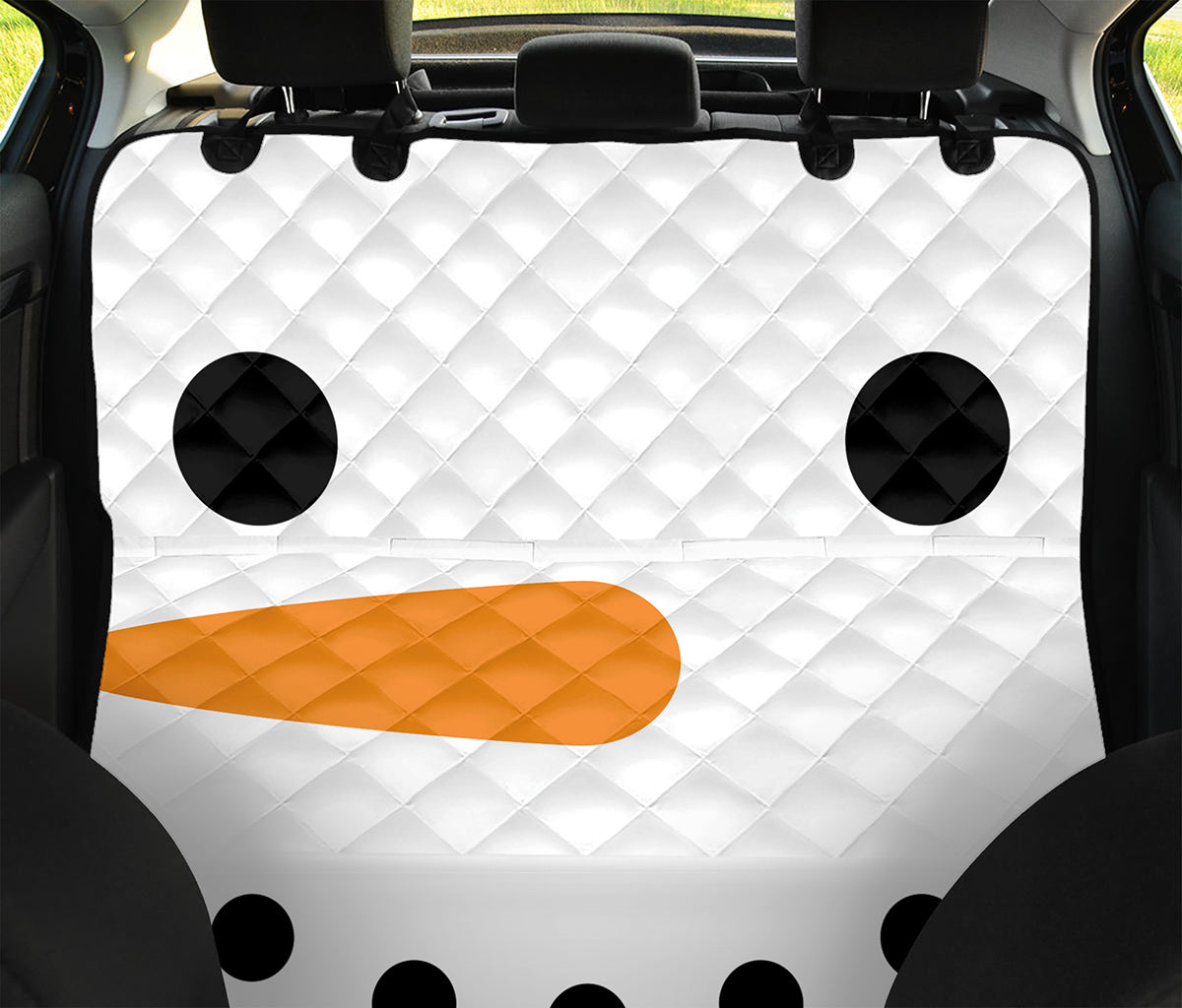 Snowman Face Print Pet Car Back Seat Cover