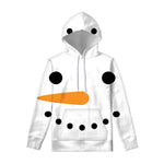 Snowman Face Print Pullover Hoodie
