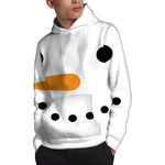 Snowman Face Print Pullover Hoodie