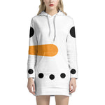 Snowman Face Print Pullover Hoodie Dress