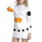 Snowman Face Print Pullover Hoodie Dress