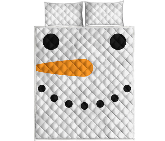 Snowman Face Print Quilt Bed Set