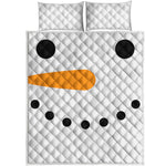 Snowman Face Print Quilt Bed Set