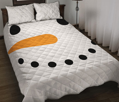 Snowman Face Print Quilt Bed Set