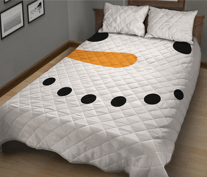 Snowman Face Print Quilt Bed Set