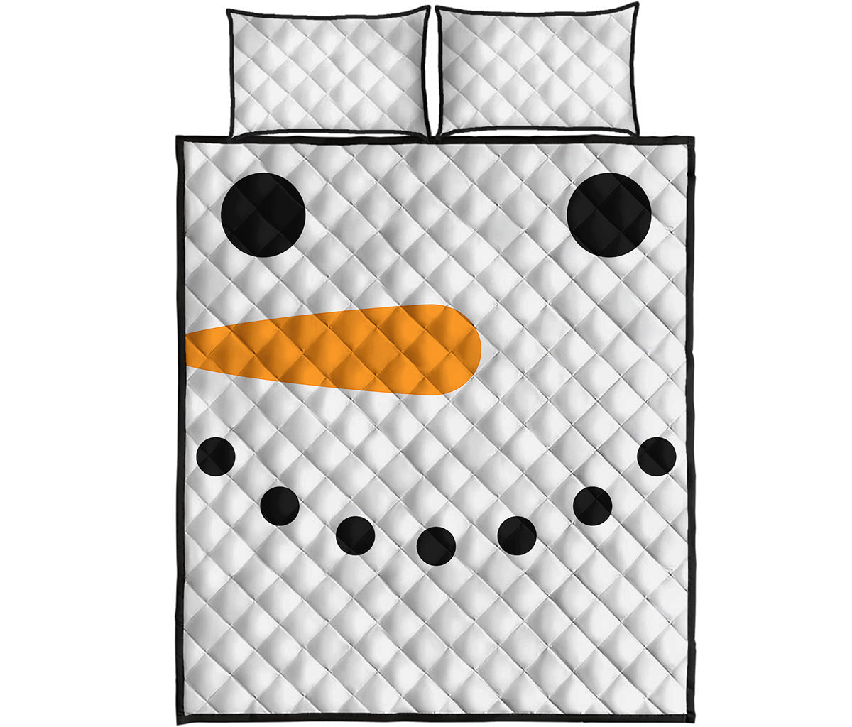 Snowman Face Print Quilt Bed Set