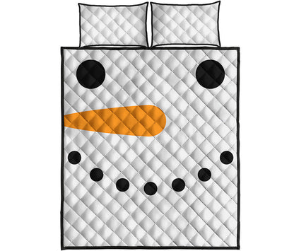 Snowman Face Print Quilt Bed Set
