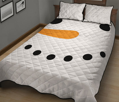 Snowman Face Print Quilt Bed Set
