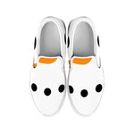 Snowman Face Print White Slip On Shoes