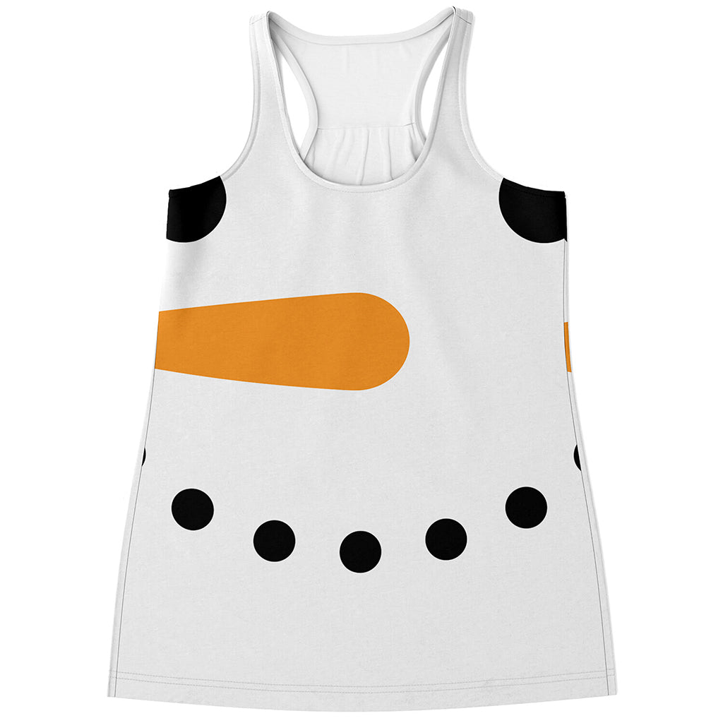 Snowman Face Print Women's Racerback Tank Top
