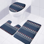 Snowman Knitted Pattern Print 3 Piece Bath Mat Set