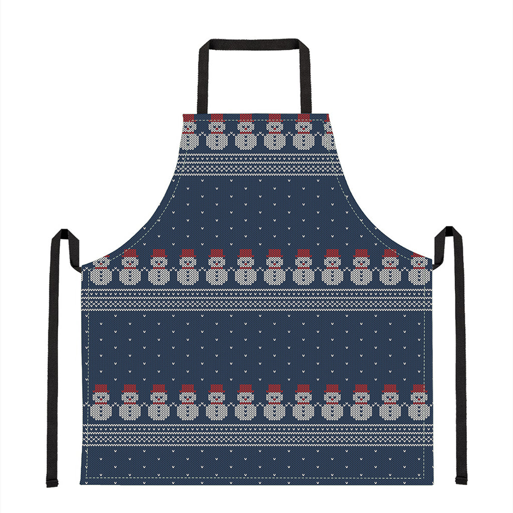 Snowman Knitted Pattern Print Apron