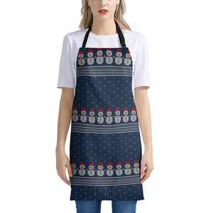 Snowman Knitted Pattern Print Apron