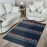 Snowman Knitted Pattern Print Area Rug