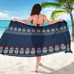 Snowman Knitted Pattern Print Beach Sarong Wrap