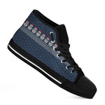 Snowman Knitted Pattern Print Black High Top Shoes