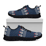 Snowman Knitted Pattern Print Black Sneakers