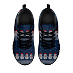Snowman Knitted Pattern Print Black Sneakers