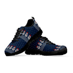 Snowman Knitted Pattern Print Black Sneakers