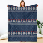 Snowman Knitted Pattern Print Blanket
