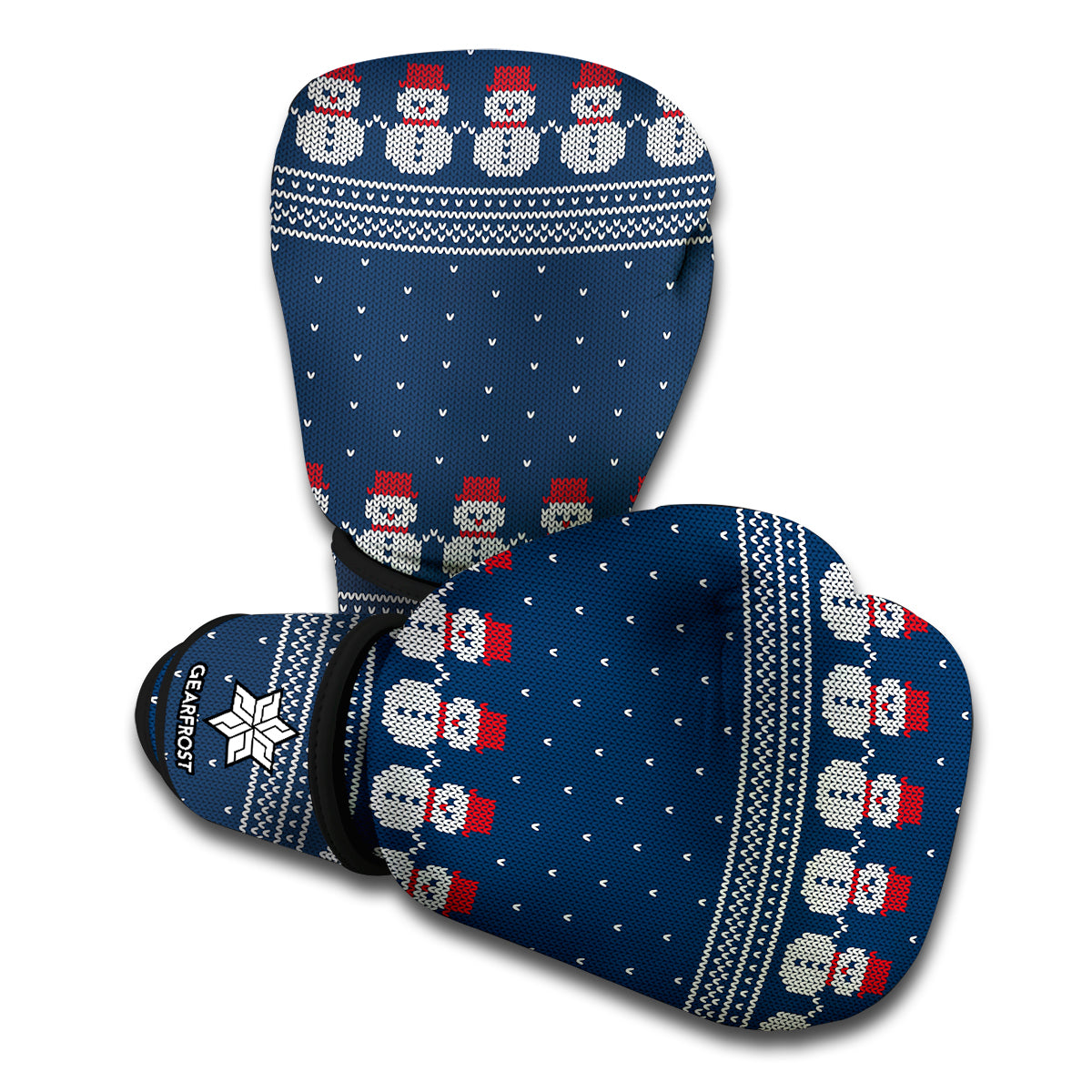 Snowman Knitted Pattern Print Boxing Gloves