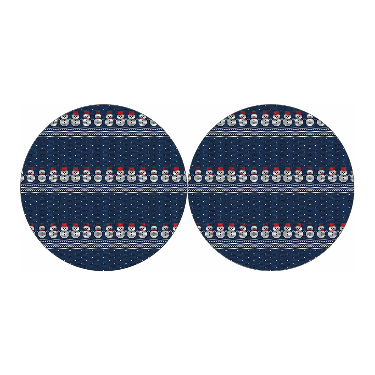 Snowman Knitted Pattern Print Car Coasters
