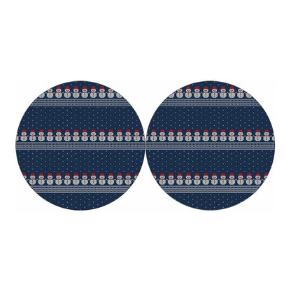 Snowman Knitted Pattern Print Car Coasters