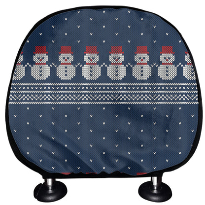 Snowman Knitted Pattern Print Car Headrest Covers