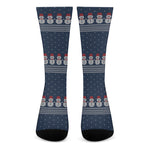 Snowman Knitted Pattern Print Crew Socks