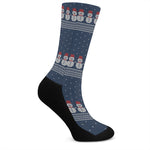 Snowman Knitted Pattern Print Crew Socks