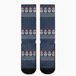 Snowman Knitted Pattern Print Crew Socks