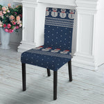 Snowman Knitted Pattern Print Dining Chair Slipcover