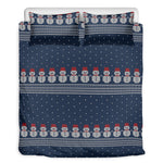 Snowman Knitted Pattern Print Duvet Cover Bedding Set