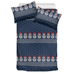 Snowman Knitted Pattern Print Duvet Cover Bedding Set