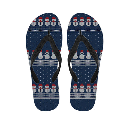 Snowman Knitted Pattern Print Flip Flops