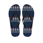 Snowman Knitted Pattern Print Flip Flops