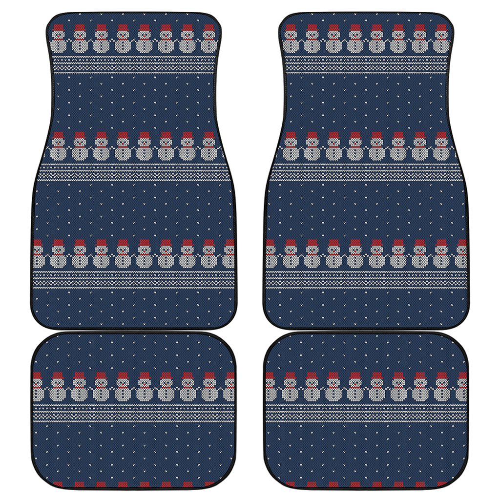Snowman Knitted Pattern Print Front and Back Car Floor Mats