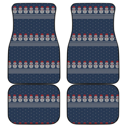 Snowman Knitted Pattern Print Front and Back Car Floor Mats