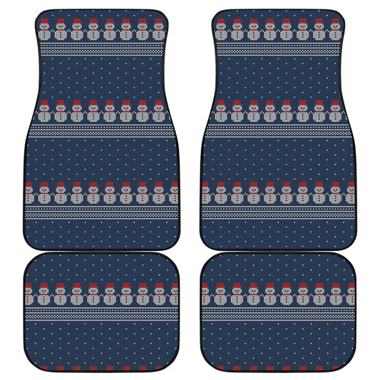 Snowman Knitted Pattern Print Front and Back Car Floor Mats