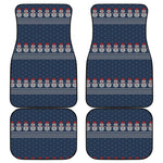 Snowman Knitted Pattern Print Front and Back Car Floor Mats