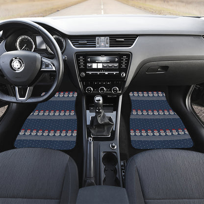 Snowman Knitted Pattern Print Front and Back Car Floor Mats