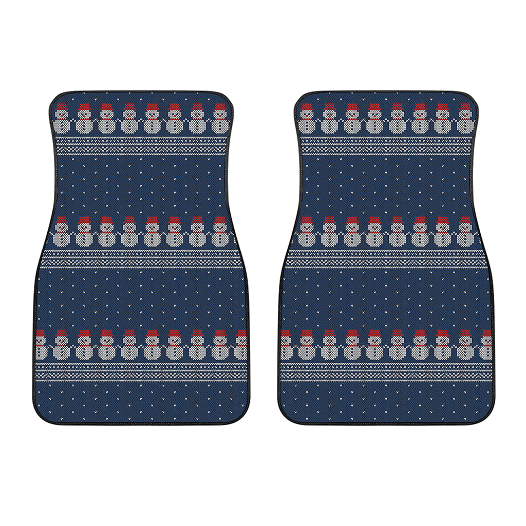 Snowman Knitted Pattern Print Front Car Floor Mats