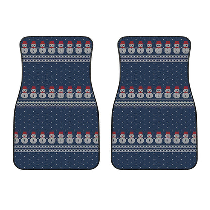 Snowman Knitted Pattern Print Front Car Floor Mats
