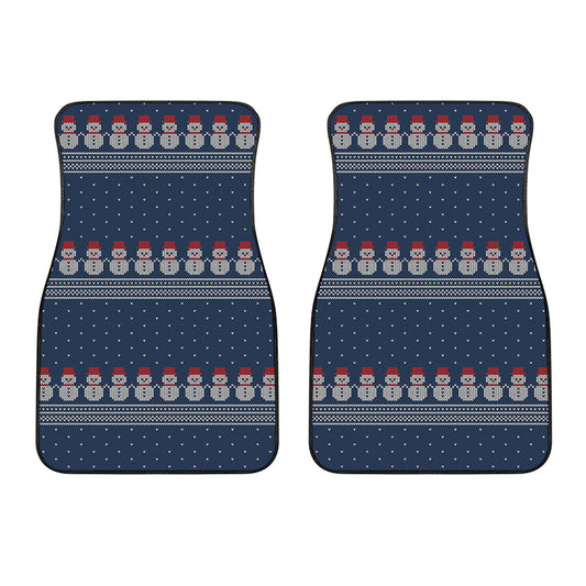 Snowman Knitted Pattern Print Front Car Floor Mats