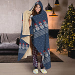 Snowman Knitted Pattern Print Hooded Blanket