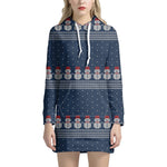 Snowman Knitted Pattern Print Hoodie Dress