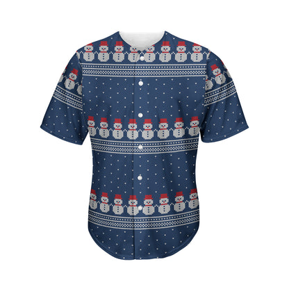Snowman Knitted Pattern Print Men's Baseball Jersey